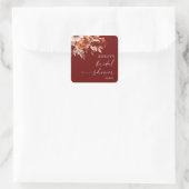 Rusty Burgundy Brown Bloemen Vrijgezellenfeest Vierkante Sticker (Tas)