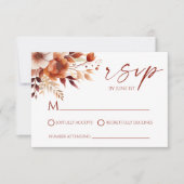 Rusty Burgundy Brown Floral Flower Garden Wedding RSVP Kaartje (Voorkant)