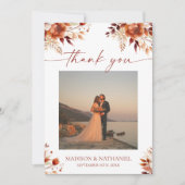 Rusty Burgundy Brown Floral Flower Wedding Bedankkaart (Voorkant)