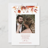 Rusty Burgundy Brown Floral Flower Wedding Bedankkaart (Achterkant)