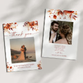 Rusty Burgundy Brown Floral Flower Wedding Bedankkaart