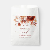 Rusty Burgundy Brown Floral Flower Wedding Bedankzakje (Voorkant)