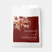 Rusty Burgundy Brown Floral Flower Wedding Bedankzakje (Voorkant)