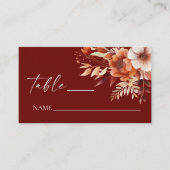 Rusty Burgundy Brown Floral Flower Wedding Plaatskaartje (Voorkant)