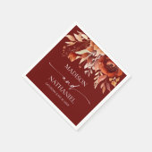 Rusty Burgundy Brown Floral Flower Wedding Servet (Hoek)