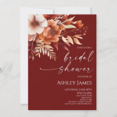 Rusty Burgundy Brown Floral Flowers Vrijgezellenfe Kaart (Voorkant)