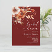 Rusty Burgundy Brown Floral Flowers Vrijgezellenfe Kaart (Staand voorkant)