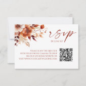 Rusty Burgundy Floral QR Code Wedding RSVP Card Kaartje (Voorkant)