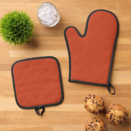 Rusty Burnt Pumpkin Solid Color Ovenwant & Pannenlap Set