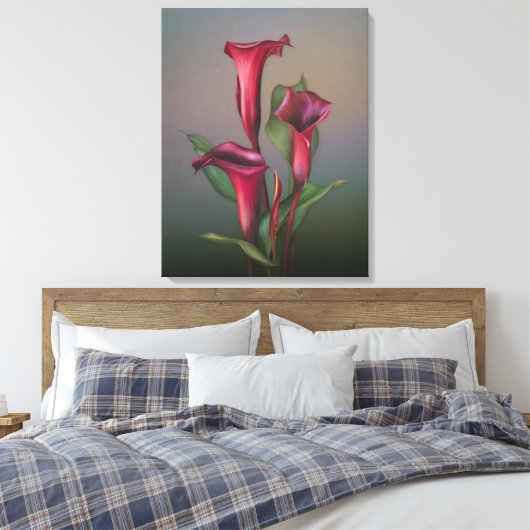 "Rusty Calla Lily Portrait" van JaguarWoman Canvas Afdruk (Insitu (Slaapkamer))