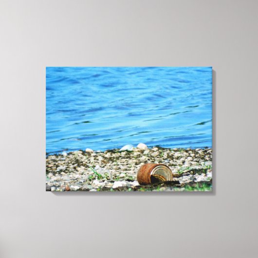 Rusty Can door Cerulean Blue Water Wrapped Canvas Afdruk (Voorkant)