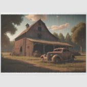 Rusty car and barn post-apocallyptic Tissue paper Tissuepapier (Voorkant)