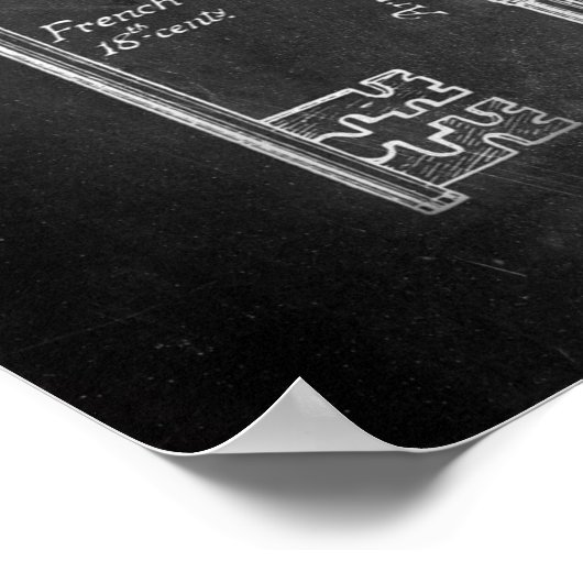 Rusty Chalkboard Victoriaans steampunk skeletsleut Poster (Hoek)