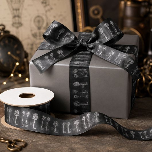 Rusty Chalkboard Victoriaans steampunk skeletsleut Satijnen Lint