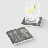 Rusty Chalkboard Victoriaans steampunk skeletsleut Stenen Onderzetter (Zijkant)