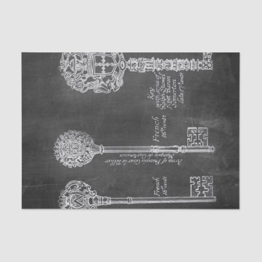 Rusty Chalkboard Victoriaans steampunk skeletsleut Tissuepapier (Voorkant)