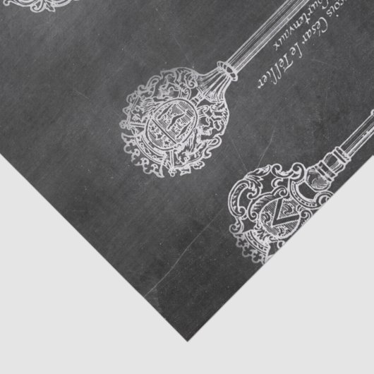 Rusty Chalkboard Victoriaans steampunk skeletsleut Tissuepapier (Detail)