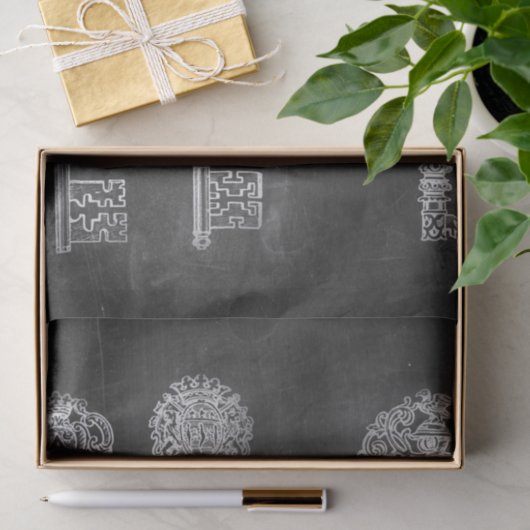 Rusty Chalkboard Victoriaans steampunk skeletsleut Tissuepapier (Geschenk)