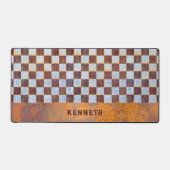 Rusty Checkers Aangepaste naam Bureaumat (Voorkant)