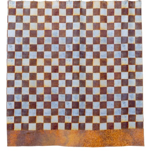 Rusty Checkers Industriële Grunge Douchegordijn (Voorkant)