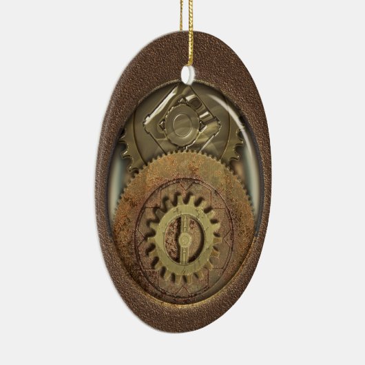 Rusty  Cogs Steampunk Persoonlijk Keramisch Ornament (Rechts)