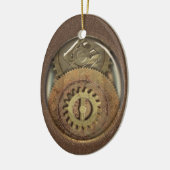 Rusty  Cogs Steampunk Persoonlijk Keramisch Ornament (Links)