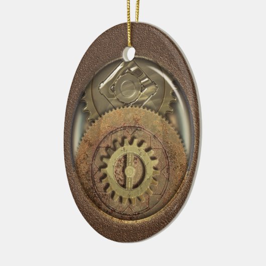 Rusty  Cogs Steampunk Persoonlijk Keramisch Ornament (Links)