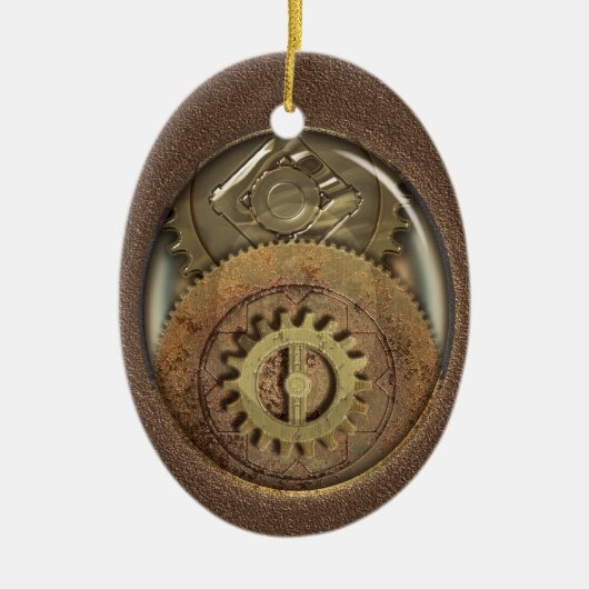 Rusty  Cogs Steampunk Persoonlijk Keramisch Ornament (Voorkant)