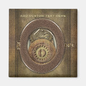 Rusty  Cogs Steampunk Square gepersonaliseerd Magneet (Voorkant)
