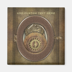 Rusty Cogs Steampunk Square gepersonaliseerd Magneet