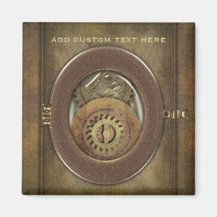Rusty  Cogs Steampunk Square Persoonlijk Magneet
