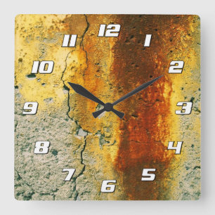 Rusty Concrete Urban Grunge met cijfers Vierkante Klok