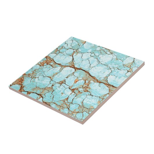 Rusty Cracked Turquoise Tegeltje (Zijkant)