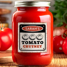 Rusty Custom Tomato Chutney label met grunge teken
