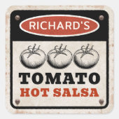 Rusty Custom Tomato Hot Salsa met schroeven Vierkante Sticker (Voorkant)