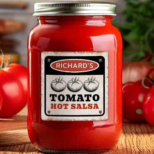 Rusty Custom Tomato Hot Salsa met schroeven Vierkante Sticker