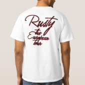 Rusty, de Europese Tour Vacation Funny T-Shirts (Achterkant)