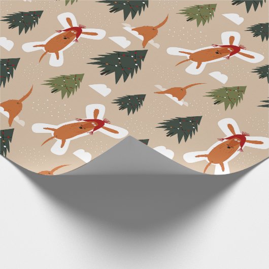 Rusty de pup maken van sneeuw engelen kerst cadeaupapier (Hoek)