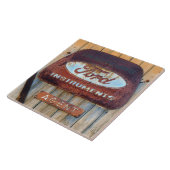 Rusty Emaille Frans teken. Tegeltje (Zijkant)