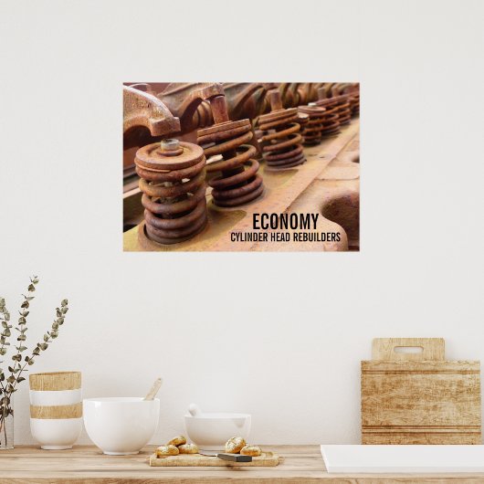 Rusty Engine Block Foto van cilinderkoprebuilders Poster (Keuken)