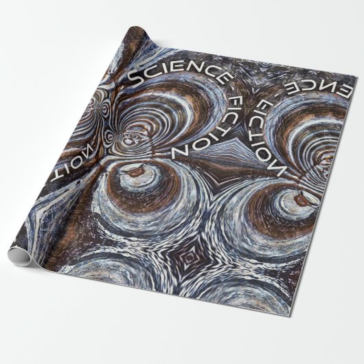 Rusty Fractal Science Fiction Cadeaupapier (Uitgerold)