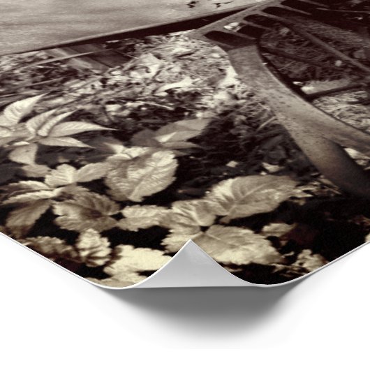 Rusty Garden Tools flower Garden Black and White Poster (Hoek)