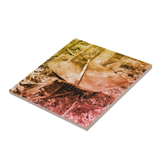 Rusty Garden Tools, zwart en wit Tegeltje (Zijkant)