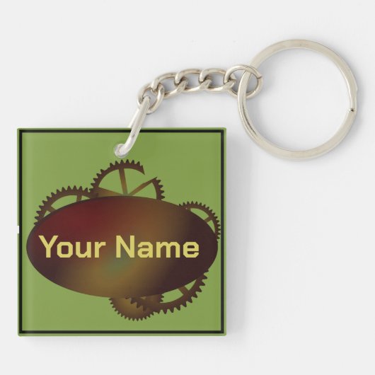 Rusty Gear Label monogram Sleutelhanger (Achterkant)