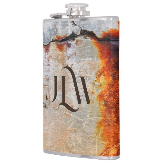 Rusty Gray en Oranje Stedelijke Stroom Stijlvol Heupfles (Links)