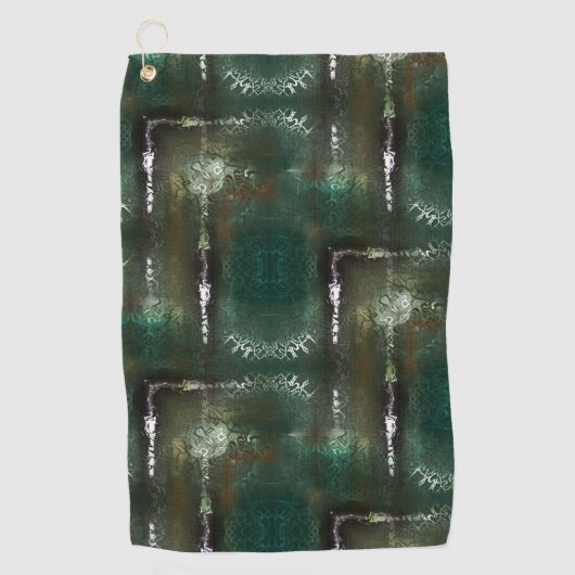 Rusty greenish flowery gemarkeerd met afgesloten p golfhanddoek (Voorkant)