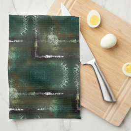 Rusty greenish flowery gemarkeerd met afgesloten p theedoek