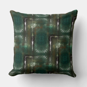 Rusty greenish flowery gemerkt met afgesloten buiz kussen