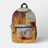 Rusty Grey en Sinaasappel Urban Grunge Industrial Bedrukte Rugzak (Voorkant)