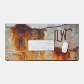 Rusty Grey en Sinaasappel Urban Grunge Industrial Bureaumat (Keyboard & Muis)